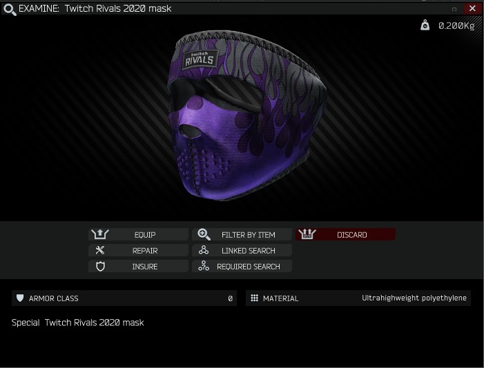 Twitch Rivals 2020 mask Escape from Tarkov Wiki*